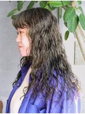 レイヤーパーマコテ巻きパーマオリーブベージュ