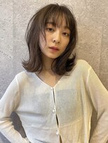 アース 三軒茶屋店(HAIR&MAKE EARTH) 三軒茶屋_レディース_セミロング_ベージュ_外ハネ_無造作_小顔