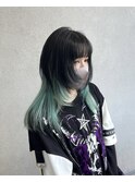 ウルフカット×ミントグリーン