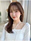 おくれ毛カット×レイヤーカット×流し前髪で大人可愛いヘア！