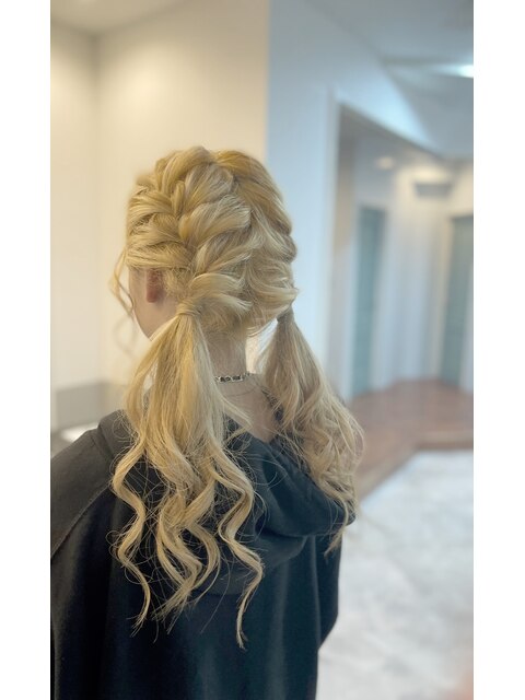 【ヘアアレンジ】編み込みツインテール　担当木曽