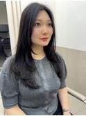 ロングレイヤー ブルーブラック 透け感カラー