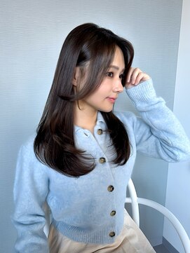 アム(amu) レイヤーロング/ワンカールレイヤー/韓国風/地毛風ストレート