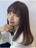 ナチュラルロング/前髪あり/小顔サイドバング