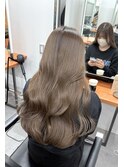 ブリーチなしダブルカラーレイヤーカットミルクティーベージュ