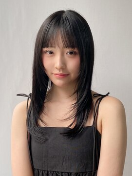 エトラ 渋谷店(etora) 前髪 ワンホンレイヤー ダークブルー レイヤーカット"