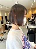 ストレートパーマ×ぱっつんボブ