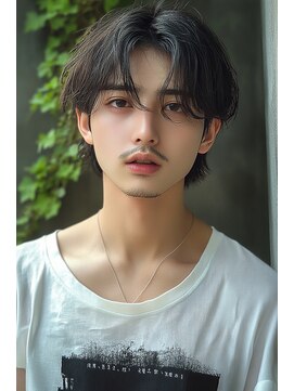 メンズオリノ 西田辺 阿倍野(men's olino) men'sセンターパート ダークカラー マッシュ　ストリート