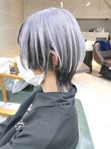 ホワイトグレージュツートンカラー/ブリーチデザイン ウルフ