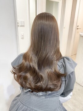 レア 表参道(L'ea) くびれヘアアプリコットオレンジ夏ヘアハイライトカラー