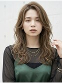 大人可愛い20代30代40代ロングレイヤーグレージュ