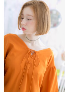 ミック 日暮里店(miq) 外国人風オレンジカラーオンブレ前下がりボブa