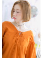 ミック 日暮里店(miq) 外国人風オレンジカラーオンブレ前下がりボブa