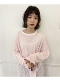 春パーマ×切りっぱなしショートボブ×アースカラー