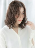 濡れ髪くせ毛風の髪質改善ボブパーマミディm古河20代30代40代