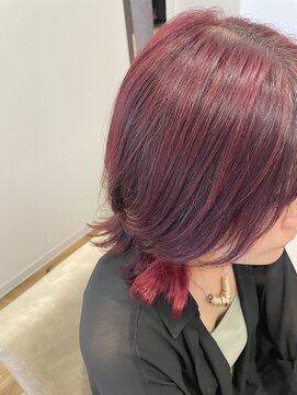 アフィネ ヘアライフデザイン(Affiner HAIR LIFE DESIGN) ボブウルフ～インナー&ハイライトワインレッド～