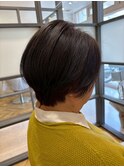 30代40代大人可愛い森ガール風小顔ワンサイドショートボブ