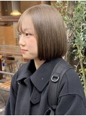 花田/ブリーチなしダブルカラーオリーブベージュボブ下北沢韓国