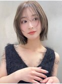 外ハネレイヤーボブ/顔周りレイヤーボブ/ダークアッシュブラウン