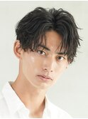 大分シャドウパーマメンズカットラウンドマッシュセンターパート