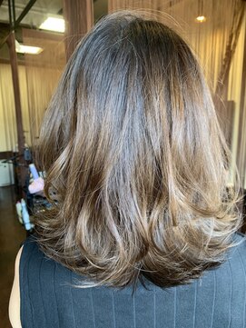 ヘアーエヌプラス (HAIR N+) セミロングボブ外ハネ巻き&ミックス巻き