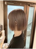 長崎 ケアブリーチ 丸みボブ ミルクティーベージュ