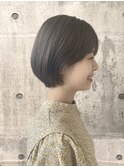 グレージュ×丸みショート