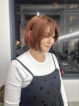 アペロ 柏(Apero) 切りっぱなしボブ/オレンジブラウン/暖色カラー/ミニボブ/韓国