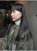 透け感ブルーブラックでモードなワイドロング