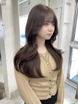 エル バイ ホーム(L by HOME) 透明感カラー チョコレート ブラウン レイヤーカット 顔周り