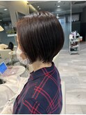 デザインカラーレイヤーカットウェットヘアオリーブベージュ