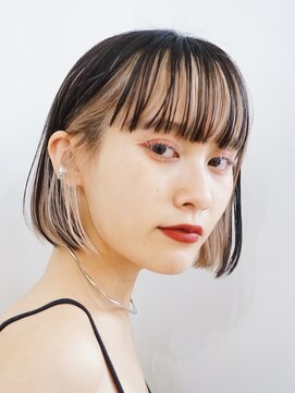 テクネ 天神大名(techne) 天神大名今泉ブリーチカラーインナーカラーイヤリングカラーボブ