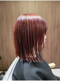 アンブレラカラーでハイライト風に◎軽めの透け感ヘイリーボブ
