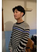 刈り上げセンターパート × ニュアンスパーマ × フェザーパーマ