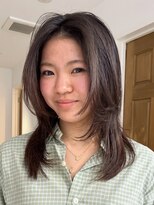 ナループロアポンテ(Nalu pu loa PONTE)&nbsp;ミディアムレイヤーかきあげ前髪くびれレイヤーウルフカット