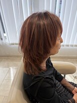 アッシュ 仙川店(Ash)&nbsp;50代白髪ぼかしハイライト×艶ピンクベージュ顔周りレイヤー