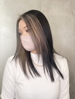 アンダーバーホワイトモデ 河内長野(_WHITE mode)&nbsp;◎大人可愛いストレートくびれボブインナーカラー肩ライン外ハネ