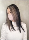 ◎大人可愛いストレートくびれボブインナーカラー肩ライン外ハネ