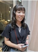 ミディアムのゆるめパーマ!前髪重め!
