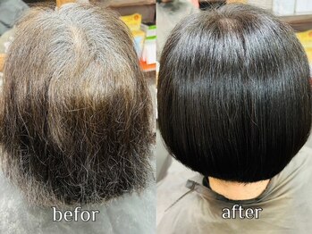 ハーティー(Hearty)の写真/<頭皮にしみない/ダメージレス/頭皮に優しく>ムラなく艶やかで綺麗な仕上がり《カット+カラー¥7000~》