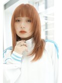 ミディアムフェイスレイヤー×オレンジベージュで大人かわいく♪