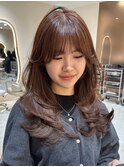 韓国ヘアーハッシュカットレイヤーカットグレージュブリーチ無し
