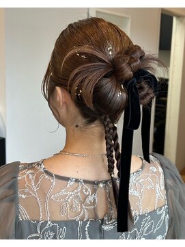 アパートメントヘアー ヘアセット/ヘアアレンジ/結婚式/カチモリ/リボンアレンジ/佐賀