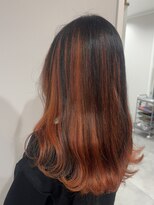 アウラヘアーサロン(aura hair salon)&nbsp;アンブレラカラー×オレンジ