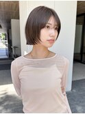 小顔大人ボブ暗めカラーミディアムデザインカラー