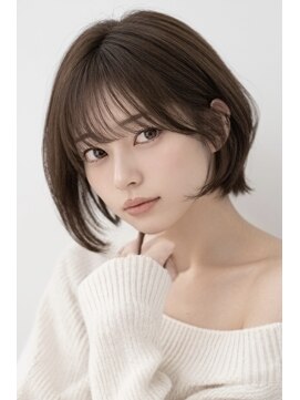 ヘアーエボリューション 【大人可愛い】丸みシルエットの小顔ショートボブ/モカベージュ