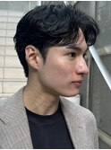 メンズセンターパートウルフセンターパートニュアンスパーマ襟足
