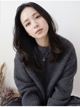 アース 菊名店(HAIR&MAKE EARTH) 大人可愛い暗髪前髪なし小顔レイヤーカット◎20代30代