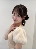 くるみちゃんヘアサイドお団子アレンジヘアセットブラウンカラー