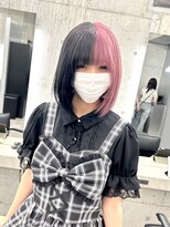 ローレン(Lolen.)&nbsp;ツートーン/フェイクブラック×ホワイトピンク/ミディアムボブ